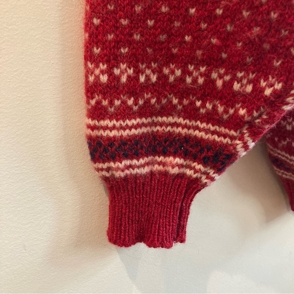 LL BEAN Sz M Wool Blend Metal Button Chunky Fair Isle Style Vintage Cardigan - Picture 8 of 10